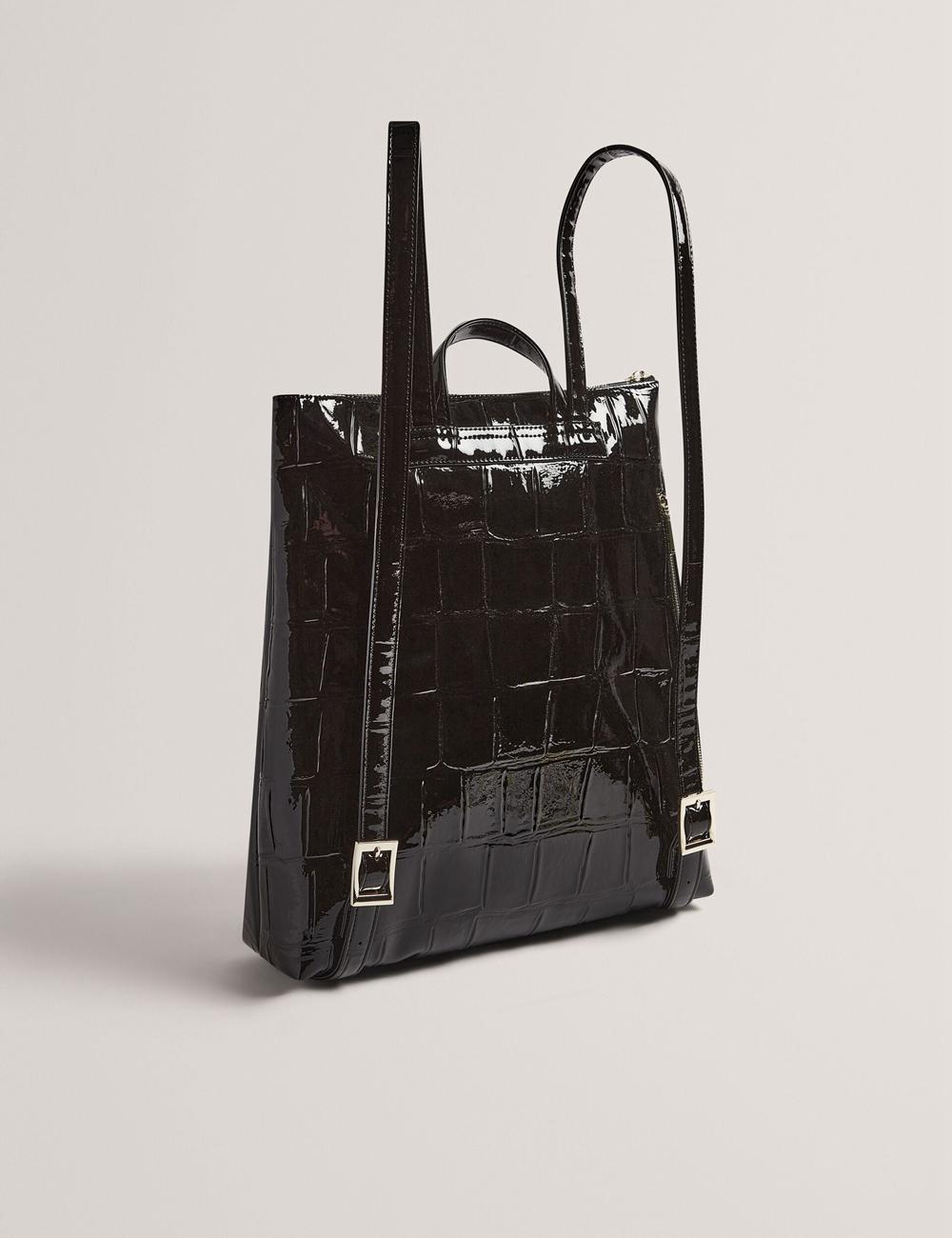 Ted Baker CROCLEE - Croc Effect Faux Leather Backpack リュック レディース 黒 | Japan  HGLT-10693