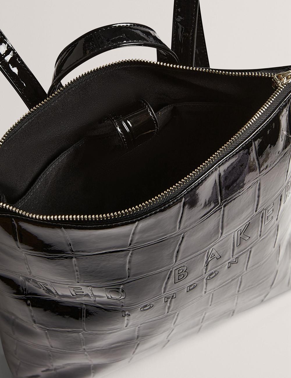 Ted Baker CROCLEE - Croc Effect Faux Leather Backpack リュック レディース 黒 | Japan  HGLT-10693