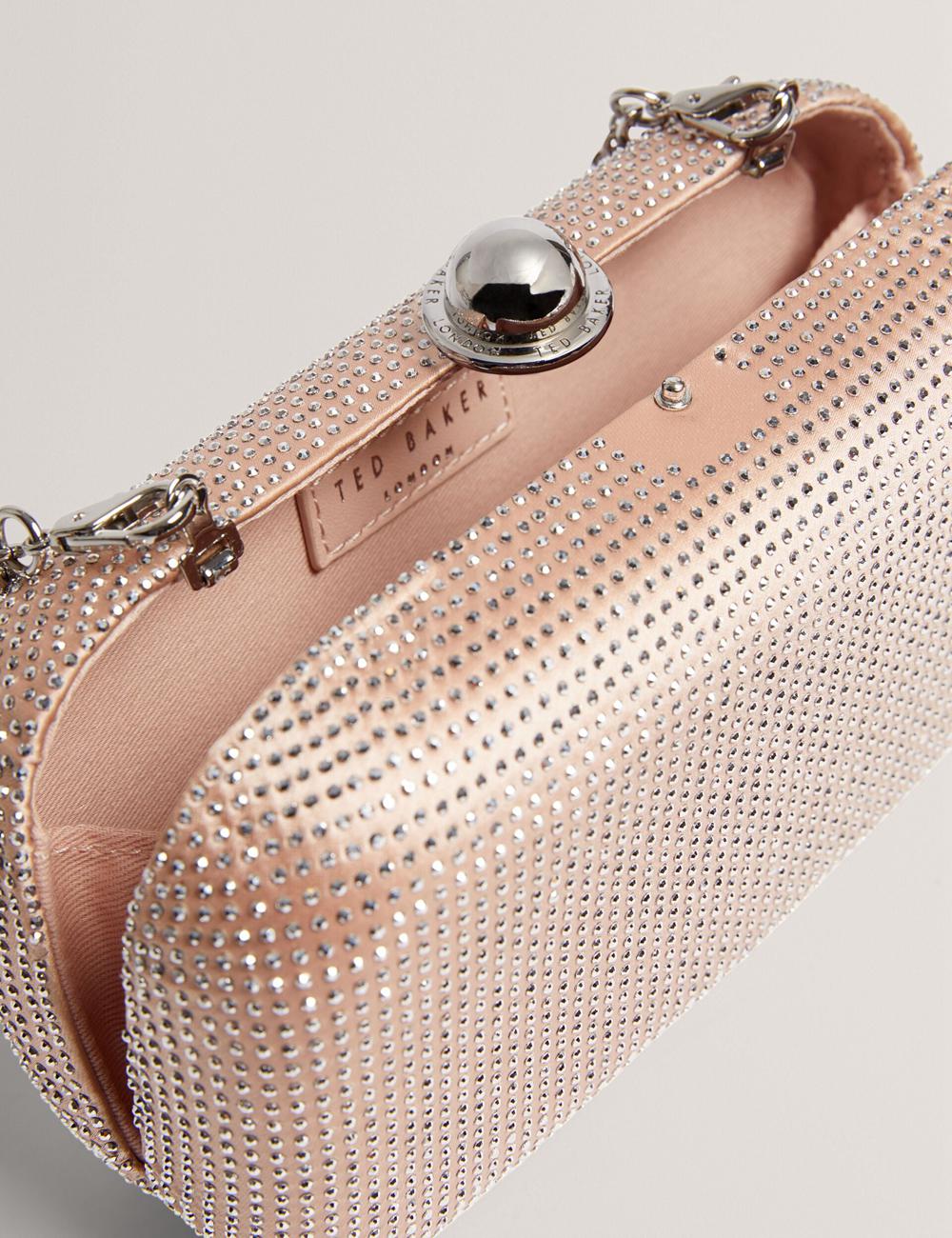 Ted Baker CRYZELA - Crystal Embellished Satin Hard クラッチバッグ レディース ピンク | Japan  LZFT-45213