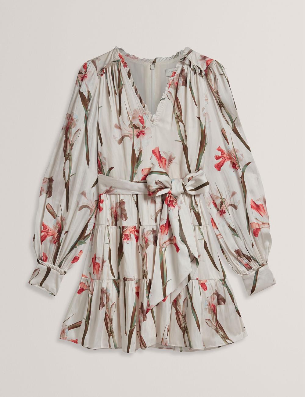 Ted Baker CUIABA - Floral V-Neck Waist ミニドレス レディース Ivory | Japan  ZUYR-47985
