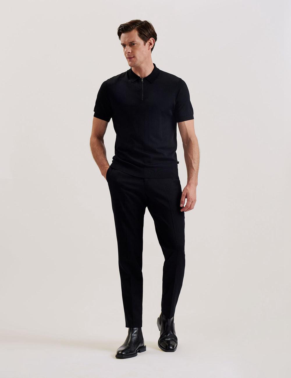 Ted Baker DALDIN - Zip Collar Stretch Knit ジャンパー メンズ 黒 | Japan  BSAH-78502