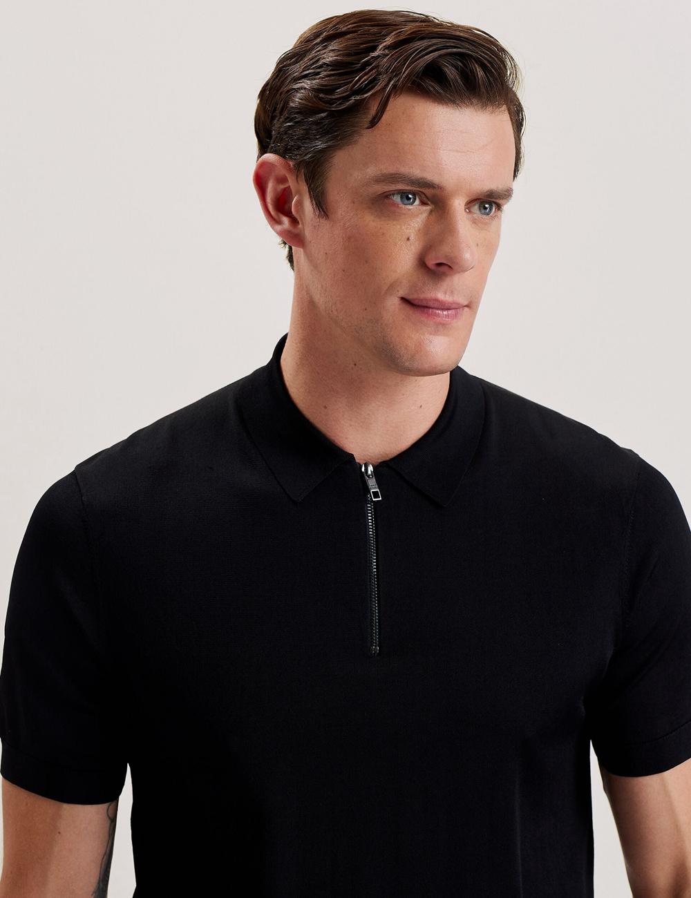 Ted Baker DALDIN - Zip Collar Stretch Knit ジャンパー メンズ 黒 | Japan  BSAH-78502
