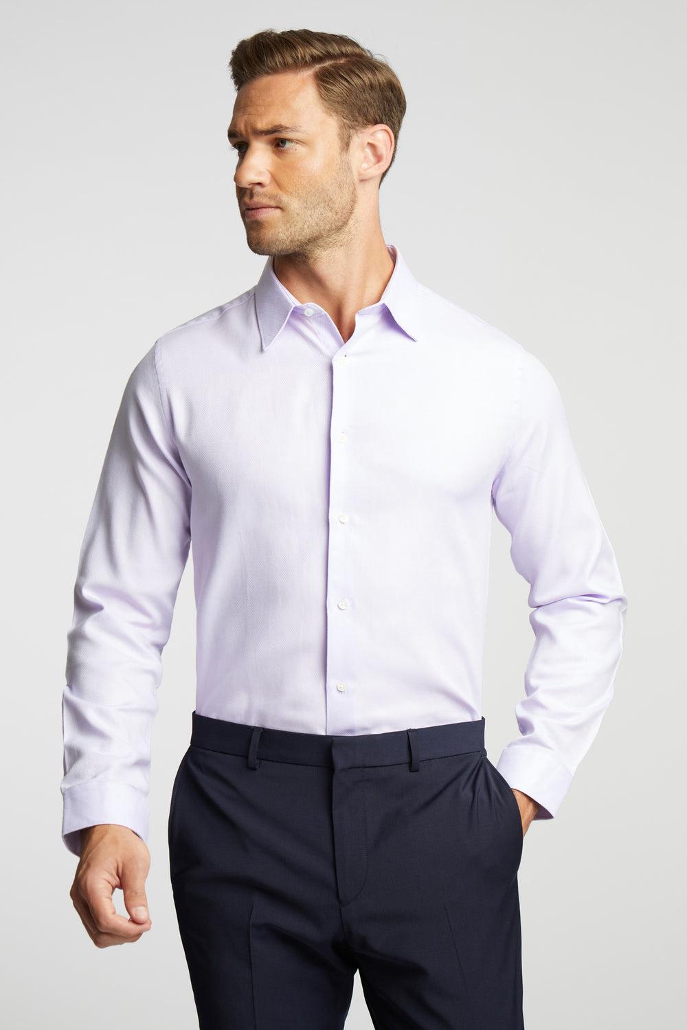 Ted Baker DALTON - Dobby Textured Cotton Slim Fit シャツ メンズ Lilac | Japan  ULJZ-74635