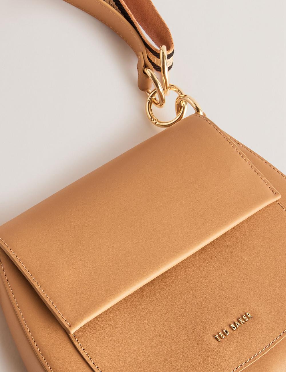 Ted Baker DARCELL - Leather Webbing Crossbody Satchel サッチェルバッグ レディース Taupe | Japan  KZDU-34265