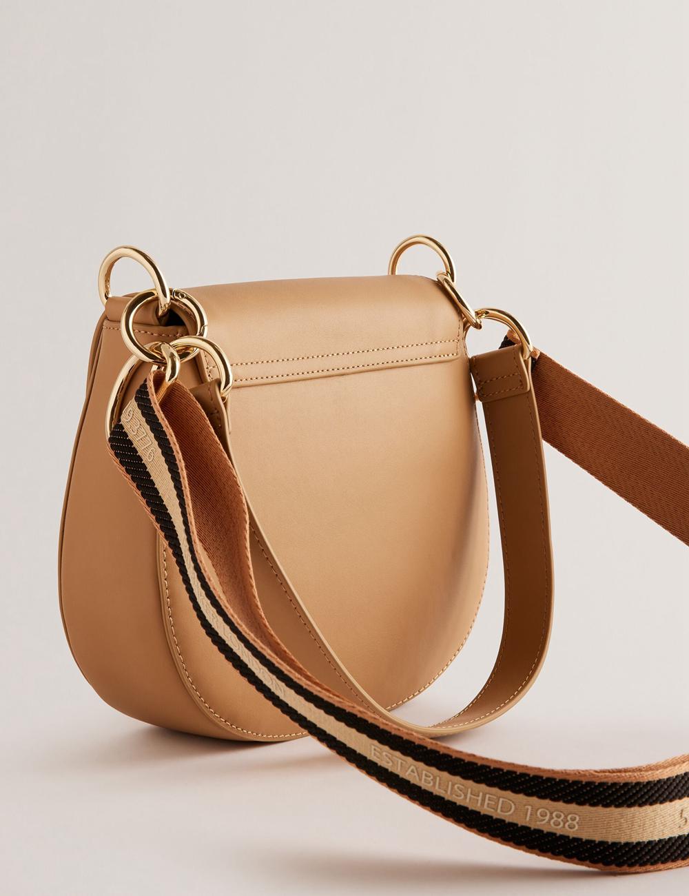 Ted Baker DARCELL - Leather Webbing Crossbody Satchel サッチェルバッグ レディース Taupe | Japan  KZDU-34265
