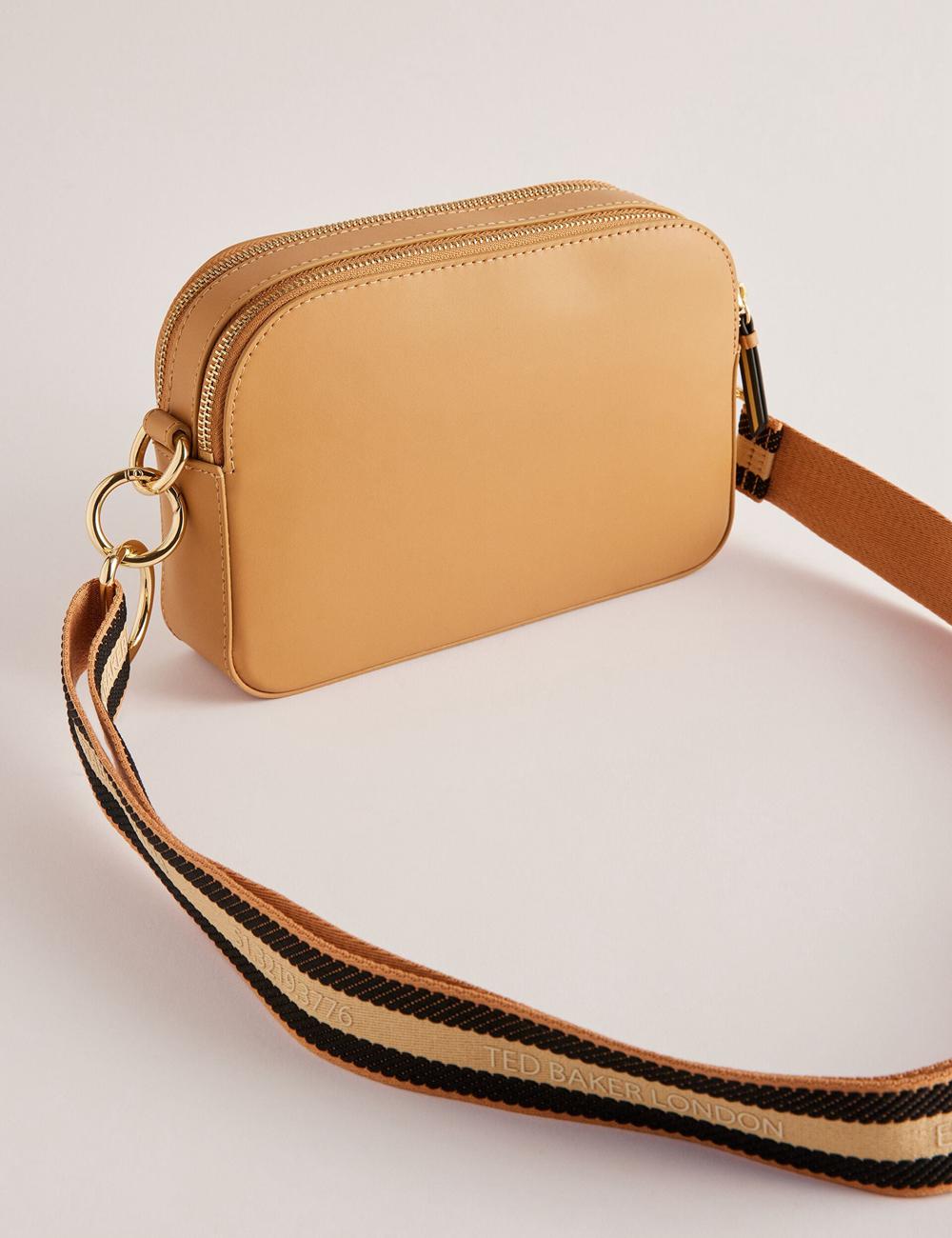 Ted Baker DARCELO - Leather Double Zip Crossbody Camera カメラバッグ レディース Taupe | Japan  YVMO-14278