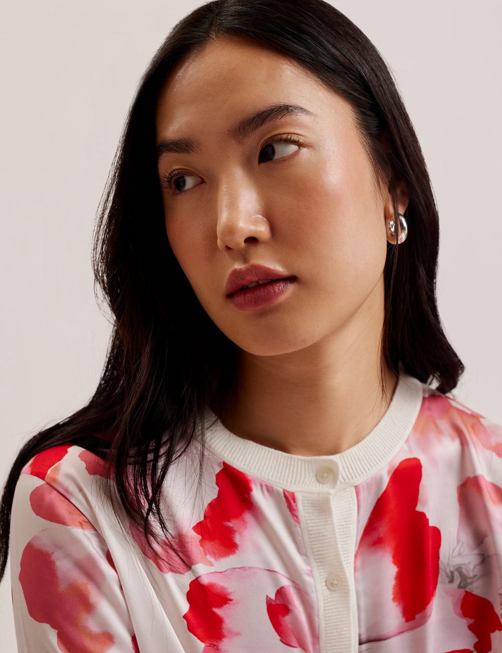 Ted Baker DARCIYY - Printed Front 3/4 Sleeve カーディガン レディース Ivory | Japan  NQUJ-04375
