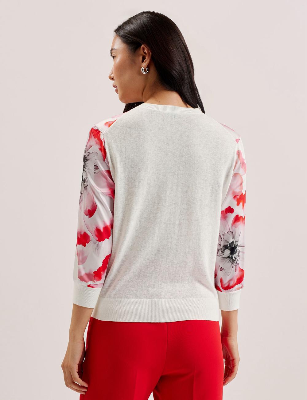 Ted Baker DARCIYY - Printed Front 3/4 Sleeve カーディガン レディース Ivory | Japan  NQUJ-04375