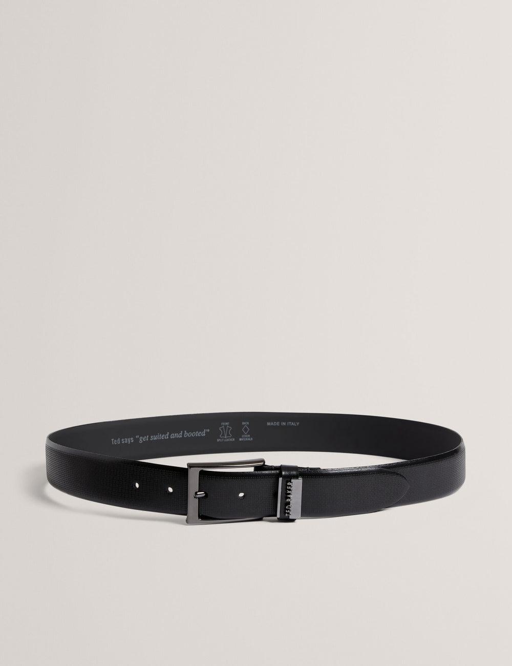 Ted Baker DAWSONS - Textured T Pattern Leather ベルト メンズ 黒 | Japan  NLYH-08162