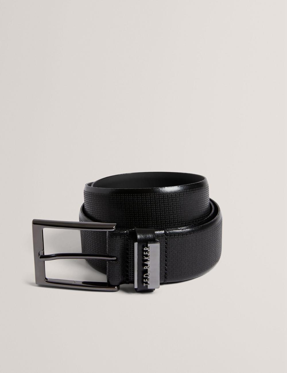 Ted Baker DAWSONS - Textured T Pattern Leather ベルト メンズ 黒 | Japan  NLYH-08162