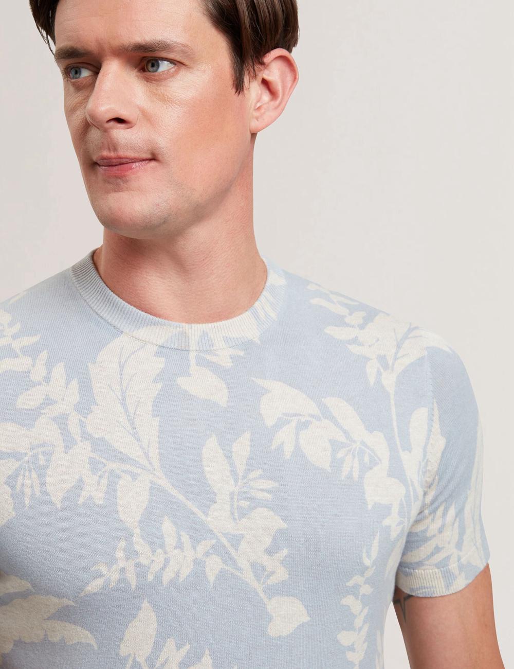 Ted Baker DENNIO - Short Sleeve Printed Floral Tシャツ メンズ 青 | Japan  NMBH-67051