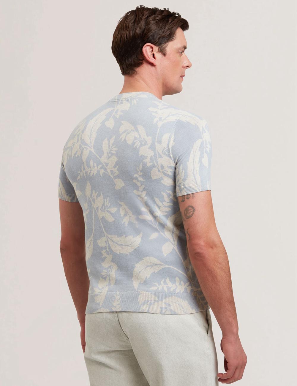 Ted Baker DENNIO - Short Sleeve Printed Floral Tシャツ メンズ 青 | Japan  NMBH-67051