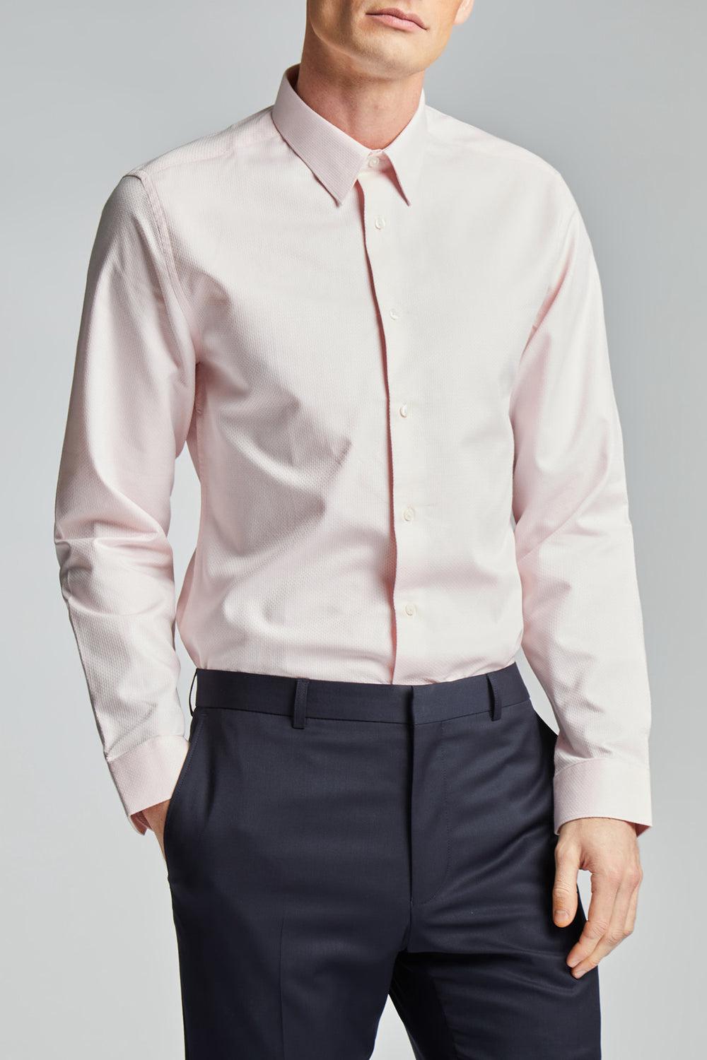 Ted Baker DORAIN - Textured Cotton Long Sleeve シャツ メンズ ピンク | Japan  ENGQ-60954