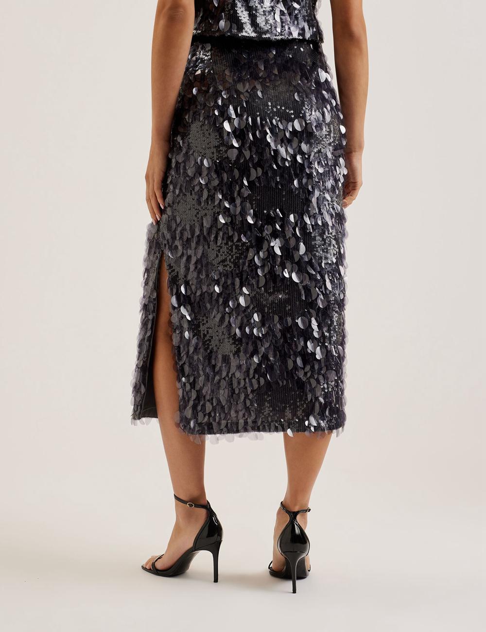 Ted Baker DORIDA - Mixed Sequin With Slit スカート レディース グレー | Japan  UCZA-58421