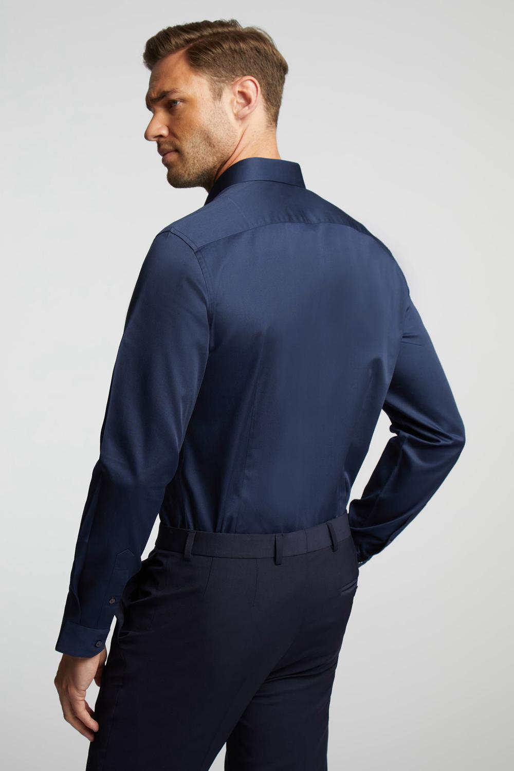 Ted Baker DUDDON - Navy Slim Fit Long Sleeve Cotton シャツ メンズ ネイビー | Japan  QHOX-38291