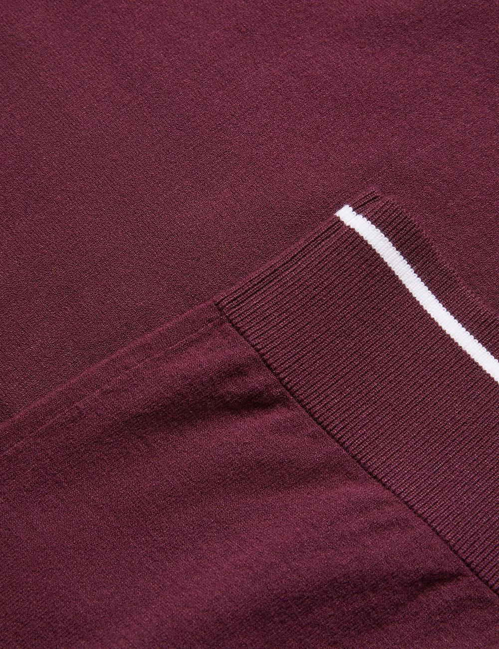 Ted Baker DUNOW - Pointelle Detail Striped Trim ポロシャツ メンズ ボルドー | Japan  TFJS-97340