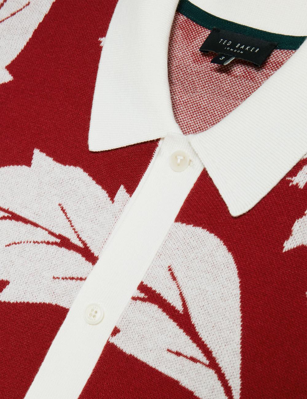 Ted Baker EDSON - Short Sleeve Button Through Floral ポロシャツ メンズ 赤 | Japan  LYOV-10267