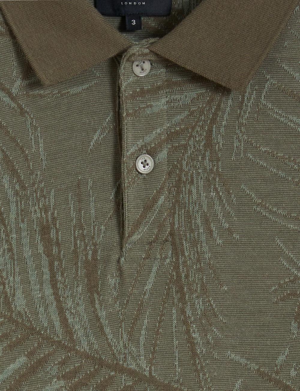 Ted Baker EDWINE - Leaf Print Short Sleeve ポロシャツ メンズ カーキ | Japan  MSNX-63829