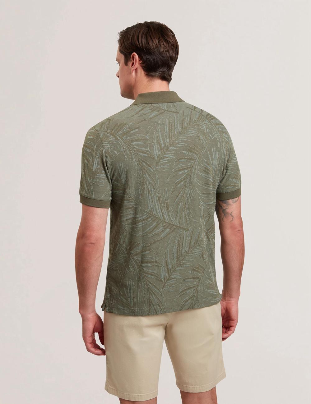 Ted Baker EDWINE - Leaf Print Short Sleeve ポロシャツ メンズ カーキ | Japan  MSNX-63829
