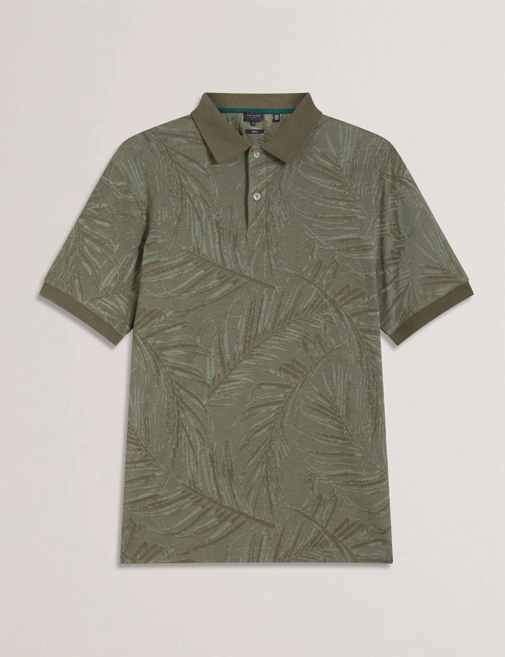 Ted Baker EDWINE - Leaf Print Short Sleeve ポロシャツ メンズ カーキ | Japan  MSNX-63829