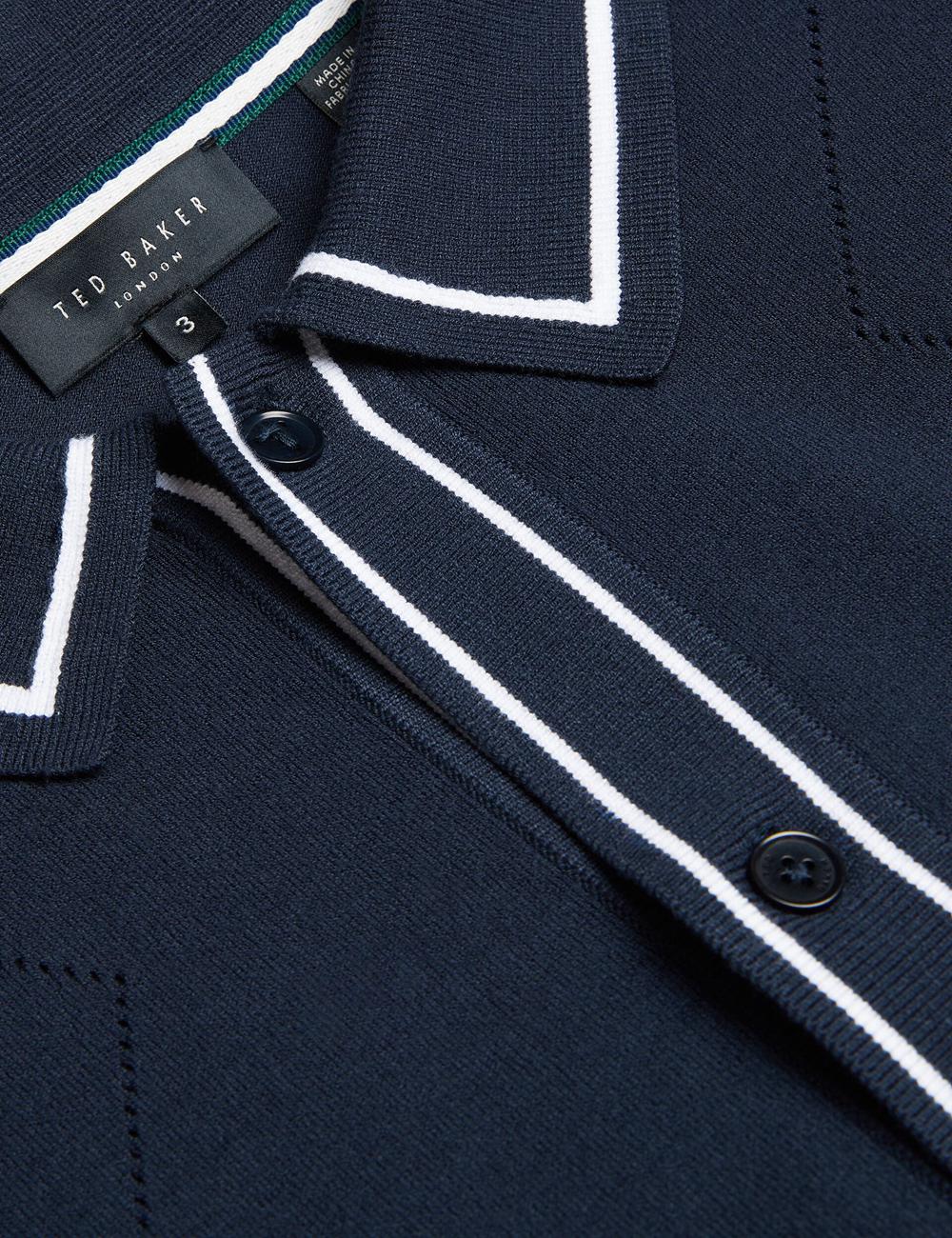 Ted Baker ELMDON LS Diamond Button Through シャツ メンズ ネイビー | Japan  XYAE-63489