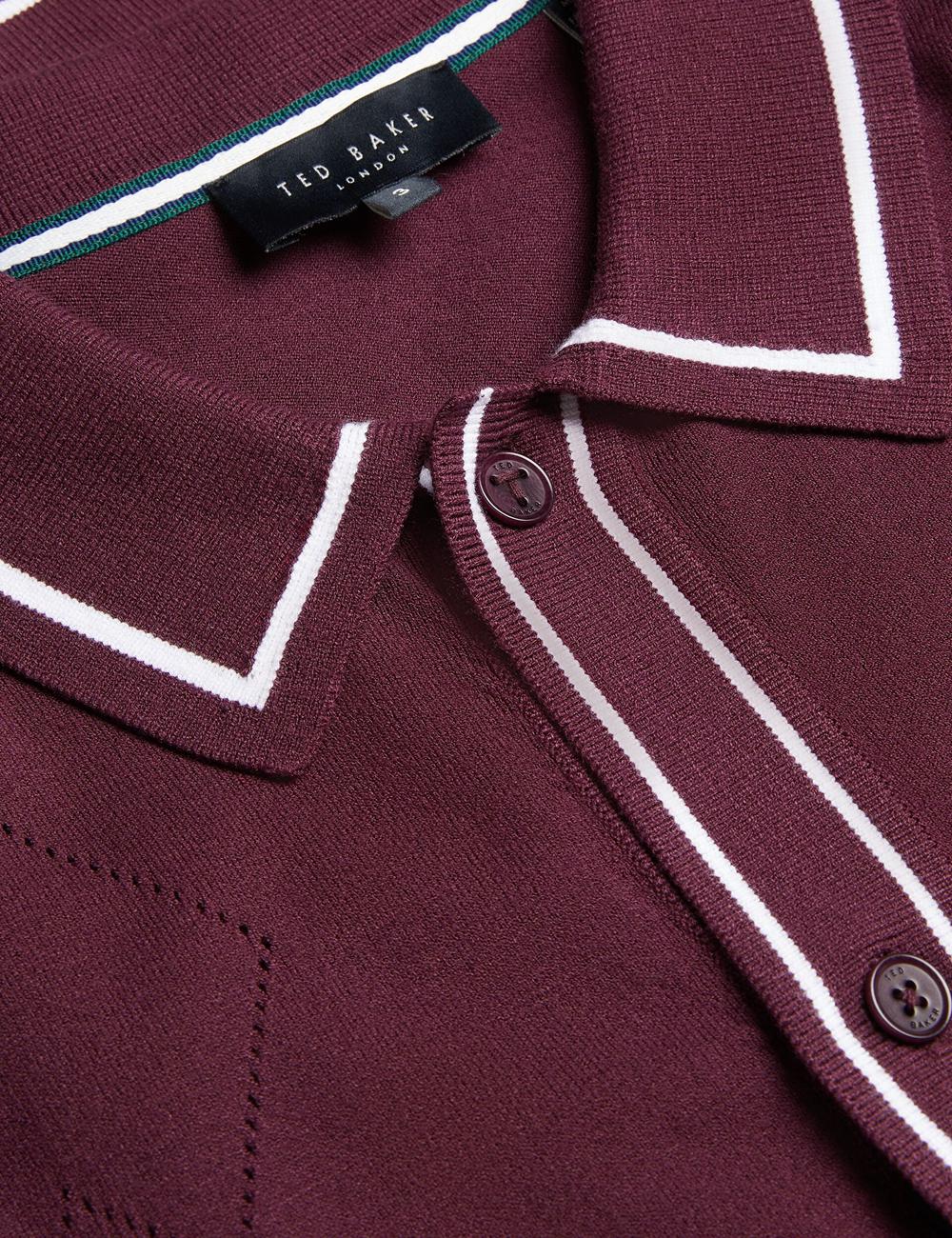 Ted Baker ELMDON - Pointelle Diamond Knitted Long Sleeve シャツ メンズ ボルドー | Japan  ZHND-29301