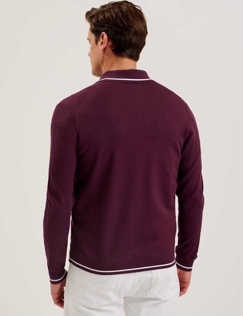 Ted Baker ELMDON - Pointelle Diamond Knitted Long Sleeve シャツ メンズ ボルドー | Japan  ZHND-29301