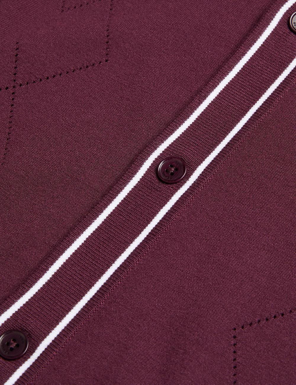 Ted Baker ELMDON - Pointelle Diamond Knitted Long Sleeve シャツ メンズ ボルドー | Japan  ZHND-29301