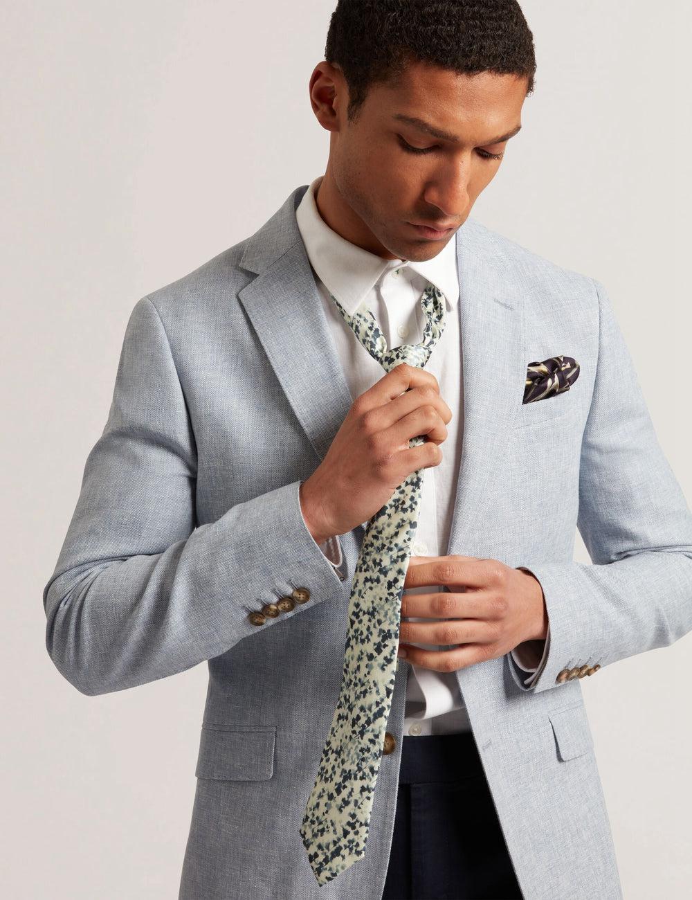 Ted Baker ELMSTED - Blurred Floral Print Silk ネクタイ メンズ ネイビー | Japan  BNOK-87641