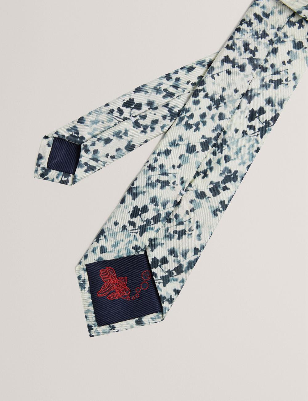 Ted Baker ELMSTED - Blurred Floral Print Silk ネクタイ メンズ ネイビー | Japan  BNOK-87641