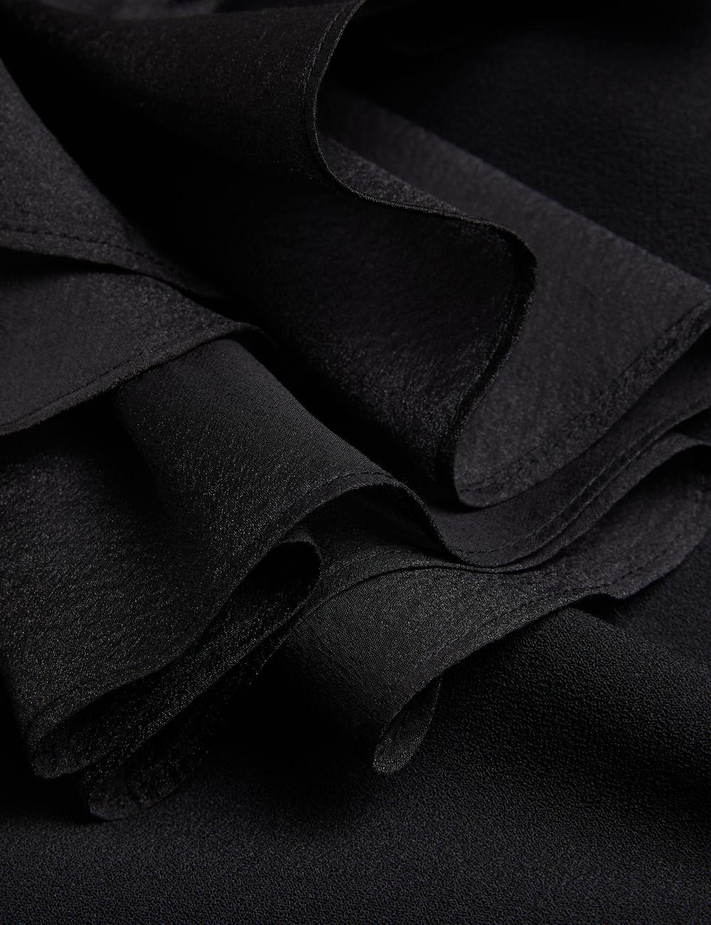 Ted Baker ELQUI - Oversized Ruffle Trim V-Neck ミニドレス レディース 黒 | Japan  BHRI-14835