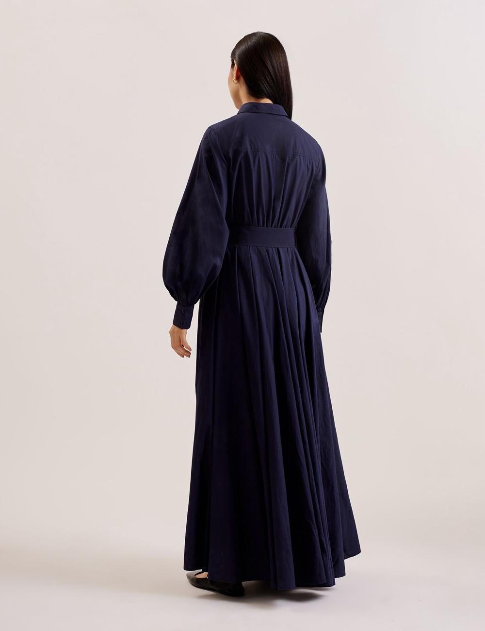 Ted Baker ENE - Cotton Maxi Shirt Dress With Belt マキシドレス レディース ネイビー | Japan  WFHC-18594