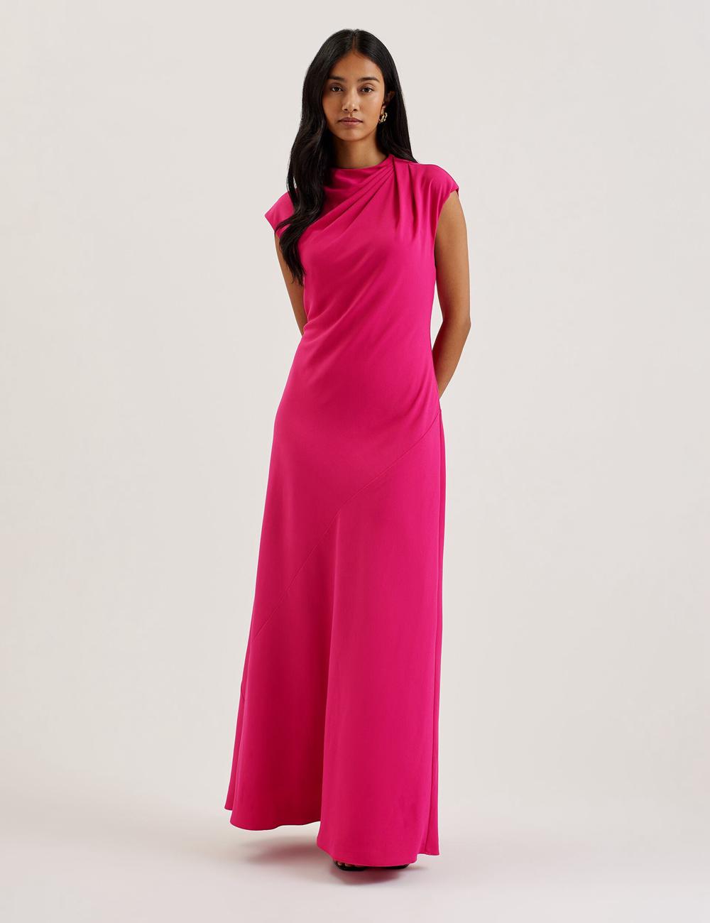Ted Baker EREAS - Drape Neckline Cap Sleeve マキシドレス レディース ピンク | Japan  NVDK-26938