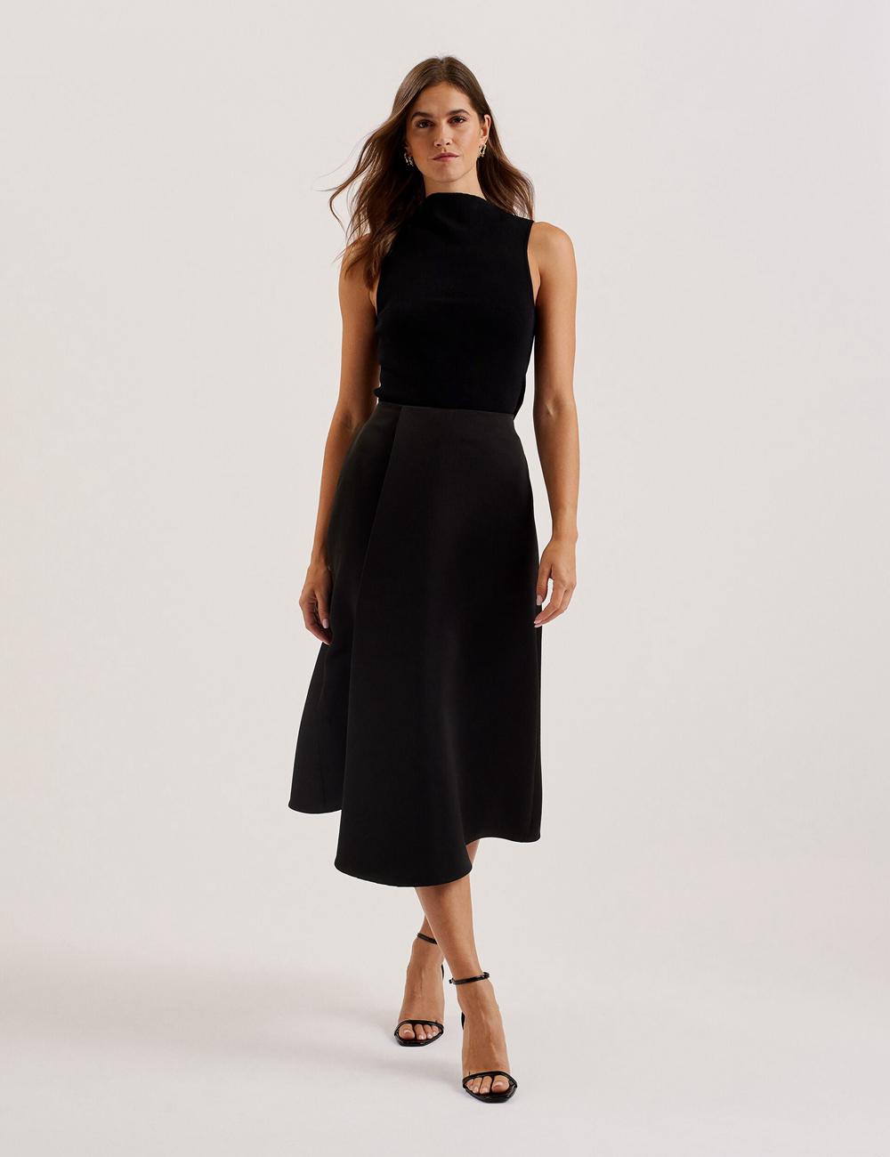 Ted Baker ERVA - Asymmetric Satin Wrap スカート レディース 黒 | Japan  LCAD-10432