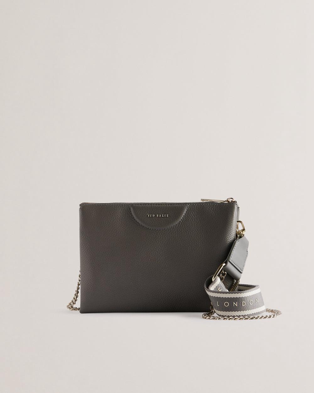 Ted Baker ESILLE - Branded Webbing Crossbody Leather クロスボディバッグ レディース グレー | Japan  AIUM-72046