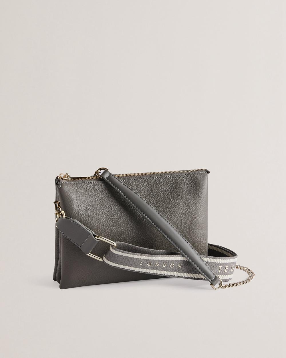 Ted Baker ESILLE - Branded Webbing Crossbody Leather クロスボディバッグ レディース グレー | Japan  AIUM-72046