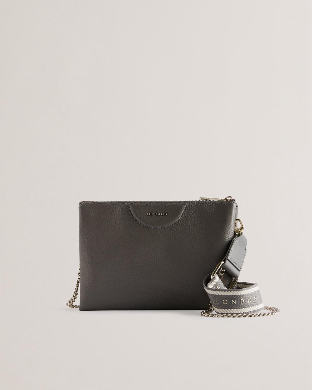 Ted Baker ESILLE - Branded Webbing Crossbody Leather クロスボディバッグ レディース グレー | Japan  AIUM-72046