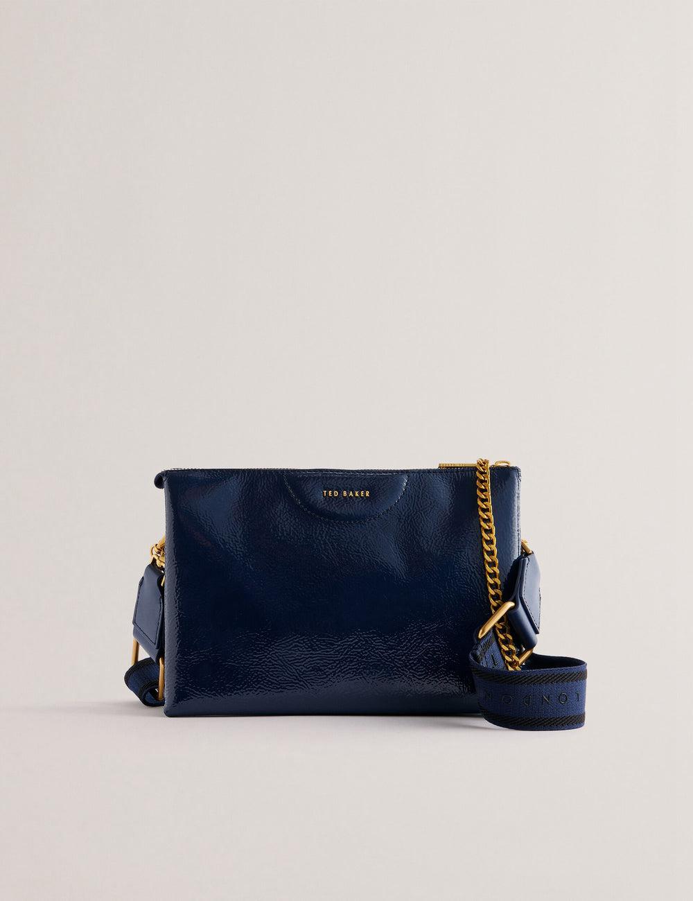Ted Baker ESILLE - Branded Webbing Patent Leather クロスボディバッグ レディース 青 | Japan  ZOGV-26054