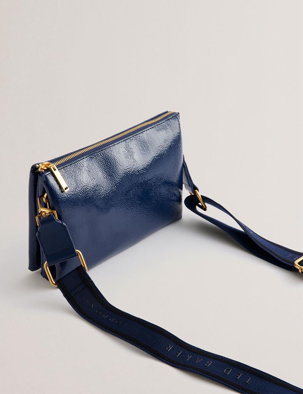 Ted Baker ESILLE - Branded Webbing Patent Leather クロスボディバッグ レディース 青 | Japan  ZOGV-26054