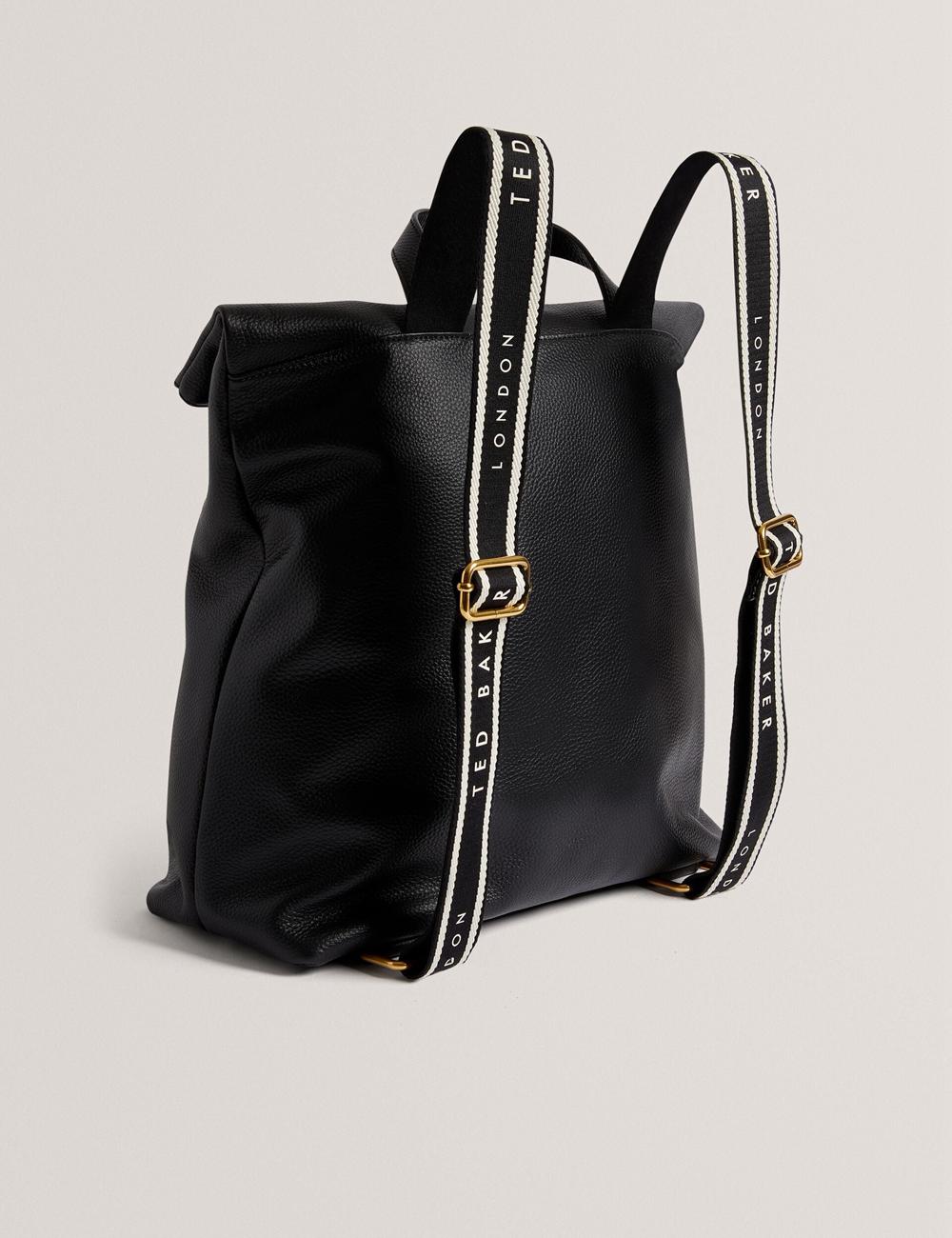 Ted Baker ESSAYA - Leather Webbing Strap Fold Over リュック レディース 黒 | Japan  RFCD-80692