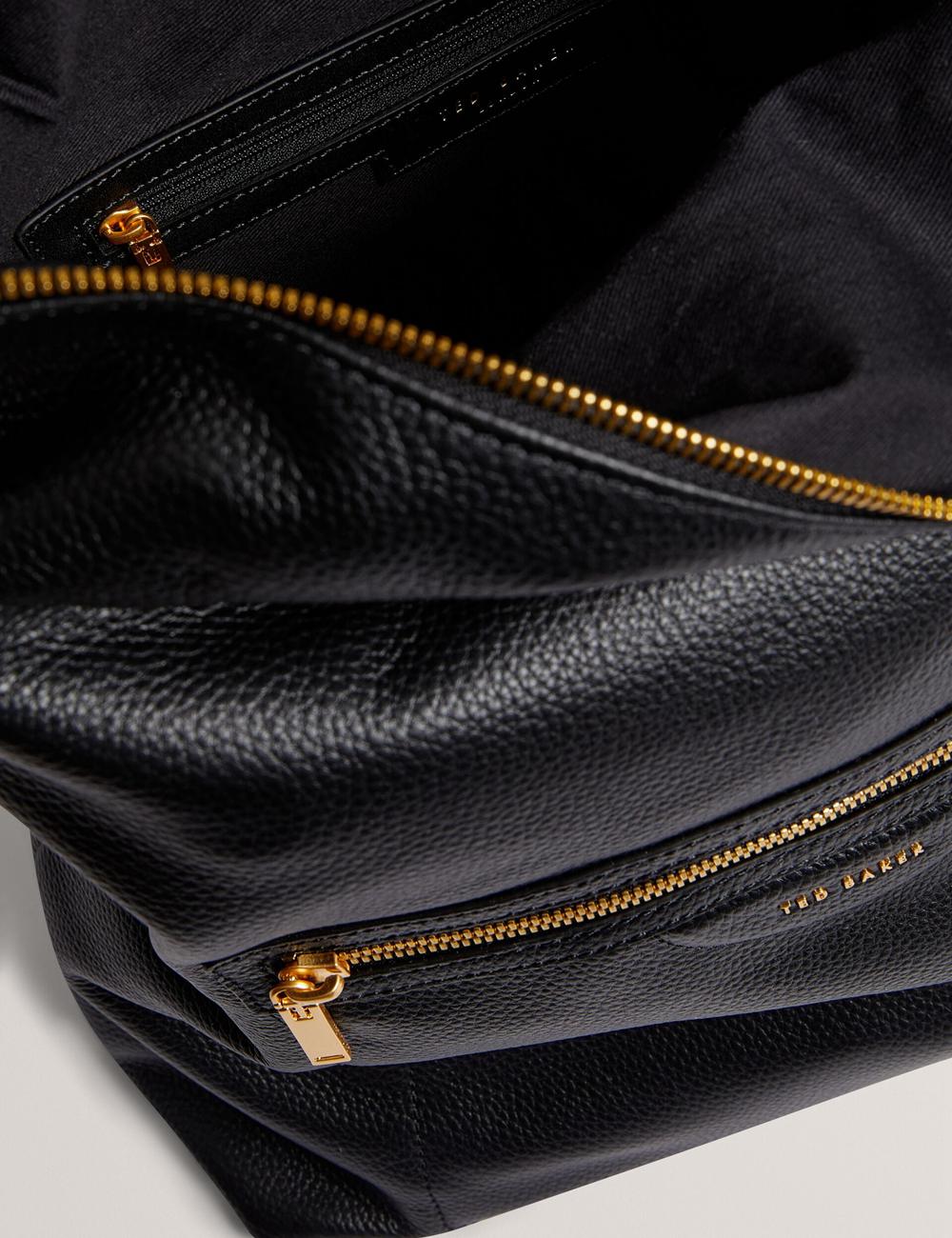 Ted Baker ESSAYA - Leather Webbing Strap Fold Over リュック レディース 黒 | Japan  RFCD-80692