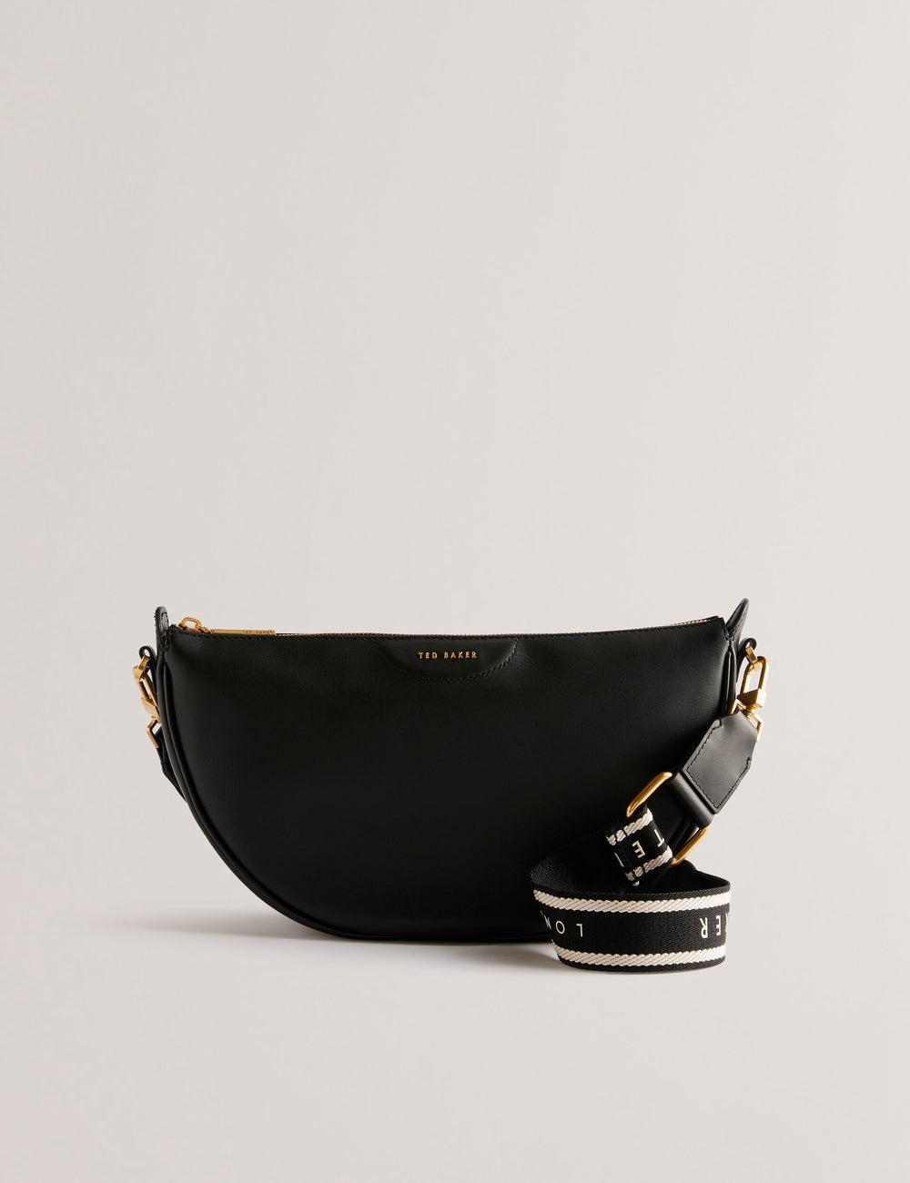 Ted Baker ESSINA - Webbing Half Moon Leather クロスボディバッグ レディース 黒 | Japan  TCXL-78239