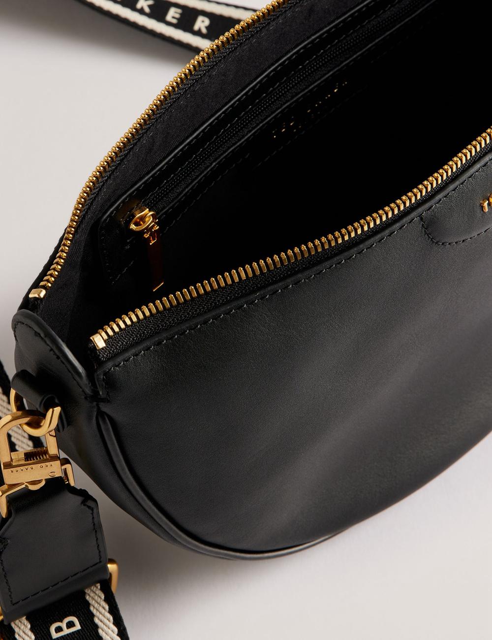 Ted Baker ESSINA - Webbing Half Moon Leather クロスボディバッグ レディース 黒 | Japan  TCXL-78239