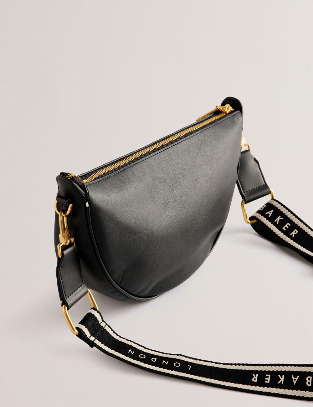 Ted Baker ESSINA - Webbing Half Moon Leather クロスボディバッグ レディース 黒 | Japan  TCXL-78239