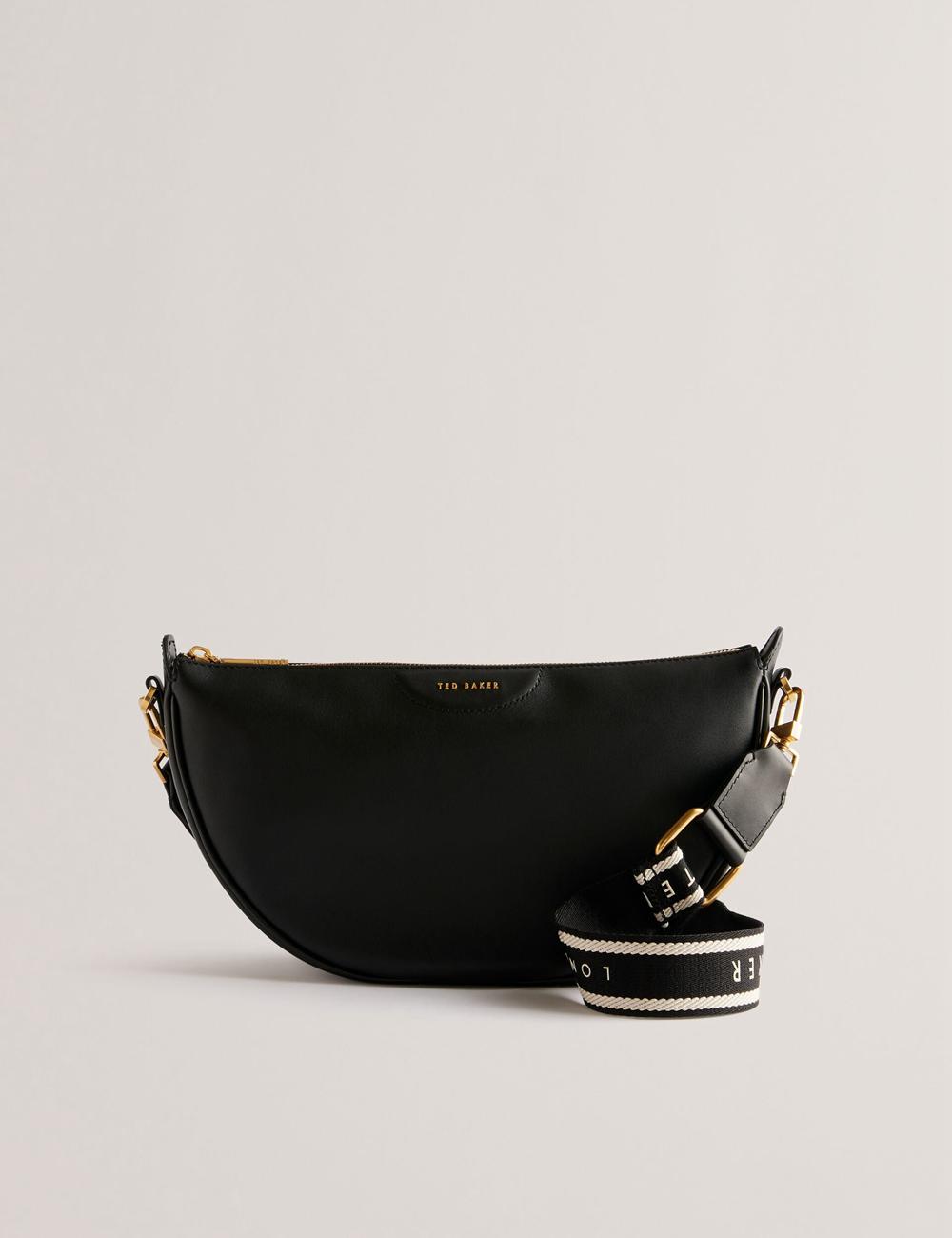 Ted Baker ESSINA - Webbing Half Moon Leather クロスボディバッグ レディース 黒 | Japan  TCXL-78239