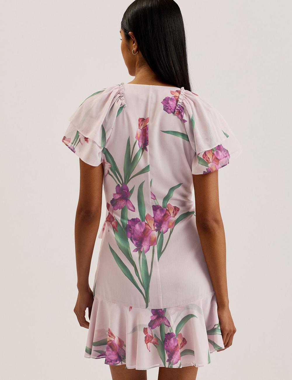 Ted Baker FASNIA - Floral Angel Sleeve Wrap ミニドレス レディース ピンク | Japan  EZRP-21840