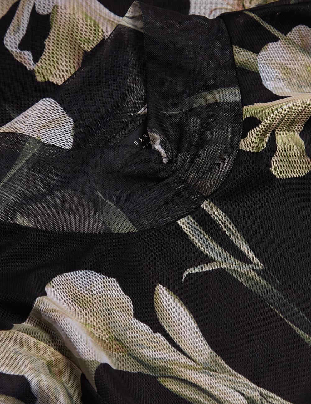 Ted Baker FIAAHH - Floral Print High Neck Sheer Mesh トップス レディース 黒 | Japan  WTLO-08527
