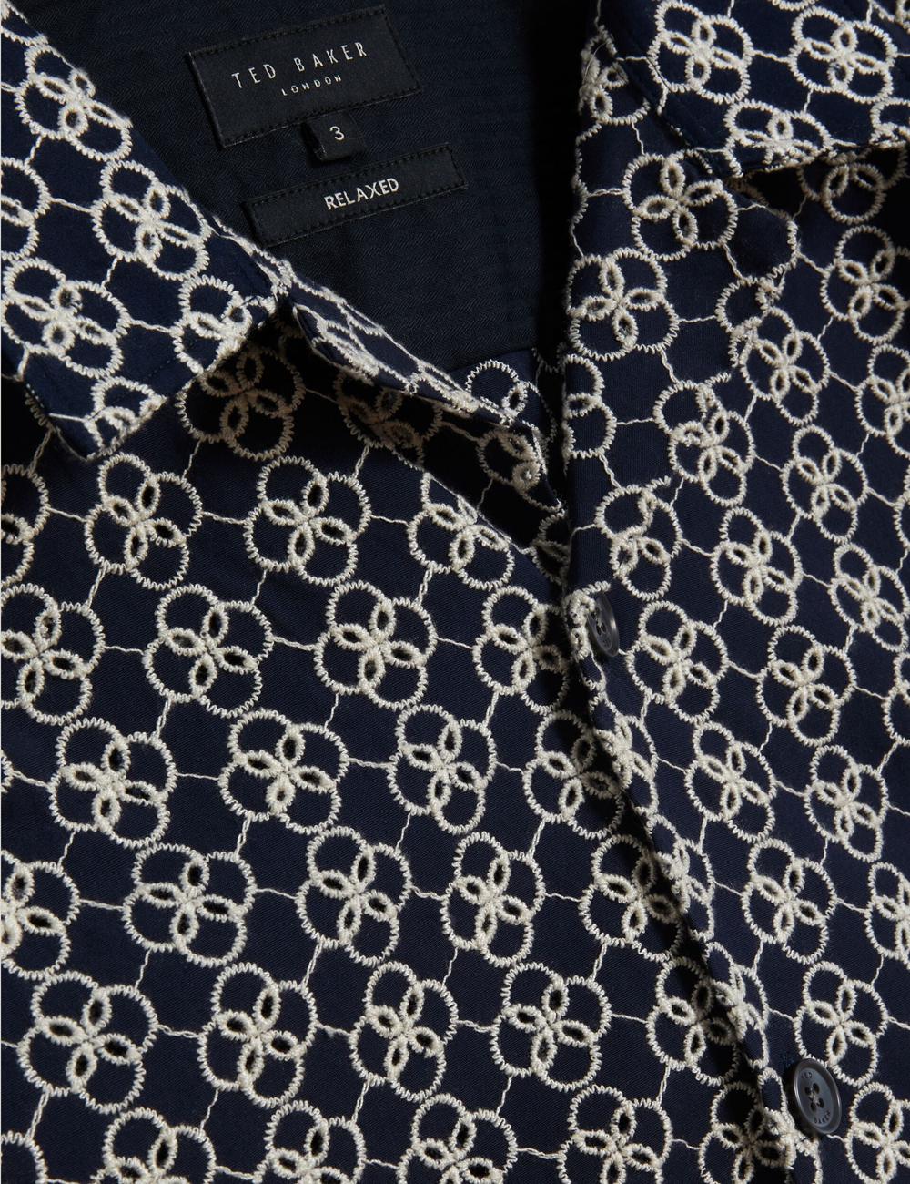 Ted Baker FINLAYS - Short Sleeve Relaxed Embroidered シャツ メンズ ネイビー | Japan  ZRBG-28095