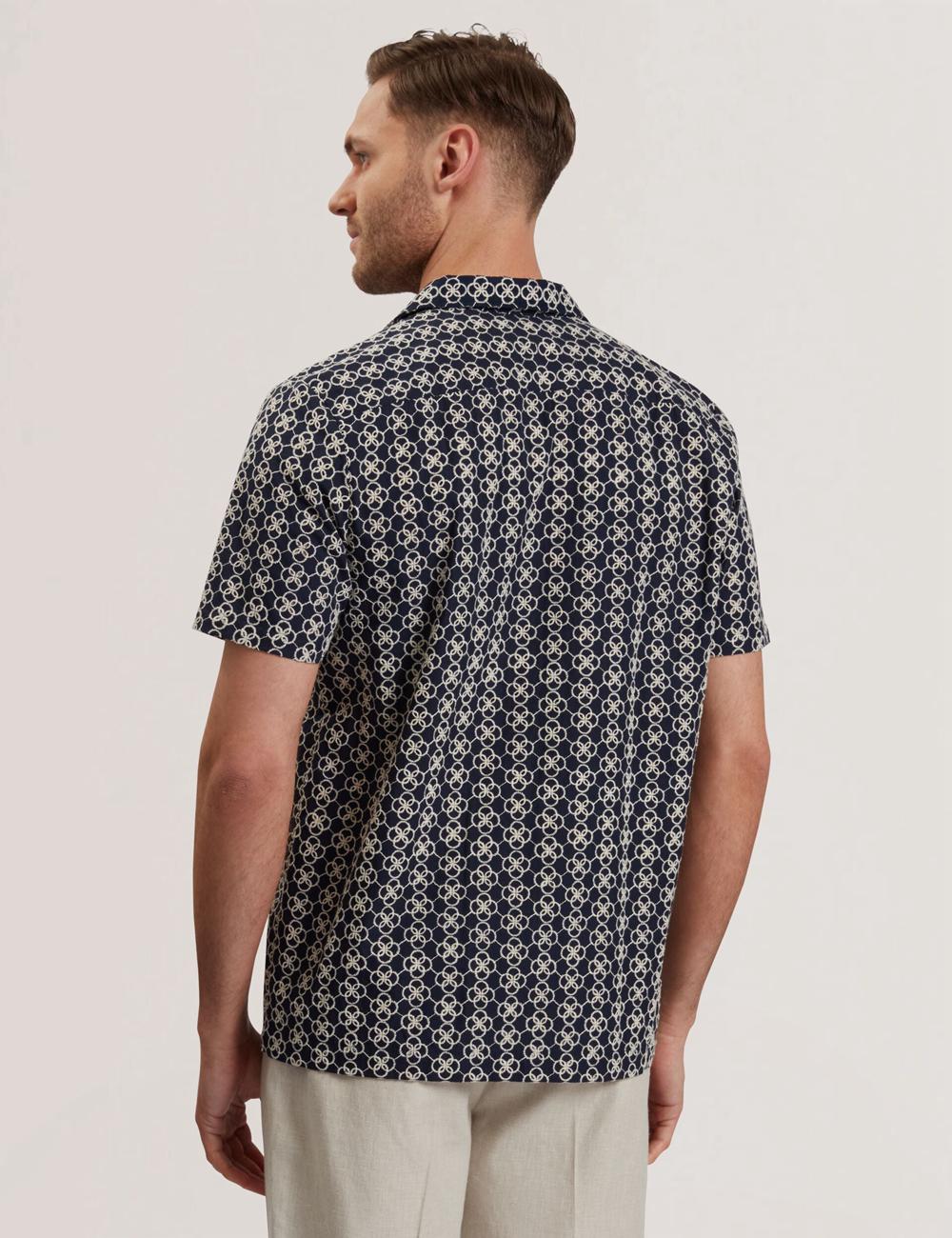 Ted Baker FINLAYS - Short Sleeve Relaxed Embroidered シャツ メンズ ネイビー | Japan  ZRBG-28095