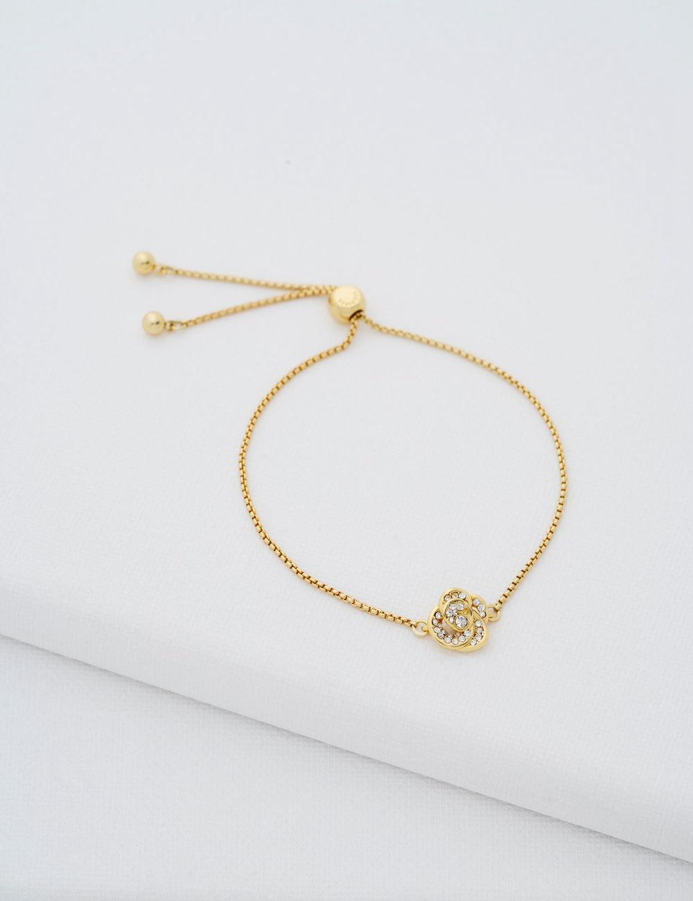 Ted Baker FLORINA - Crystal Flower Adjustable ブレスレット レディース ゴールド | Japan  FPOS-25863